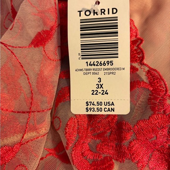 New Torrid Multicolor Floral Mesh Embroidered Chemise Plus Size 3 3X 22-24 - Picture 3 of 3